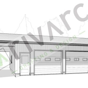 3 Bay Garage with Lean-To